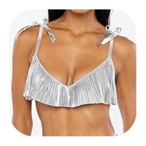 New Savage X Fenty Pleated Lame Unlined Bra Size 38C